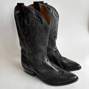 Resistol Lizard Skin Cowboy Boots Western Exotic Leather Black Men's 9.5D M3020J